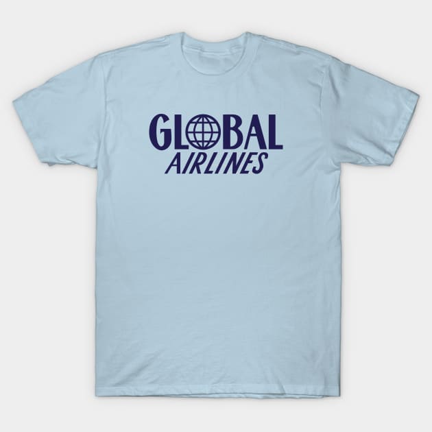 Global Airlines - Blue Background T-Shirt by jepegdesign